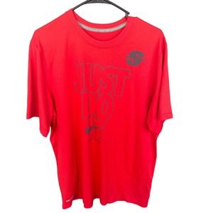 Nike Shirt Mens Large Red Just Do It Warriors Tee Dri-fit Short Sleeve
